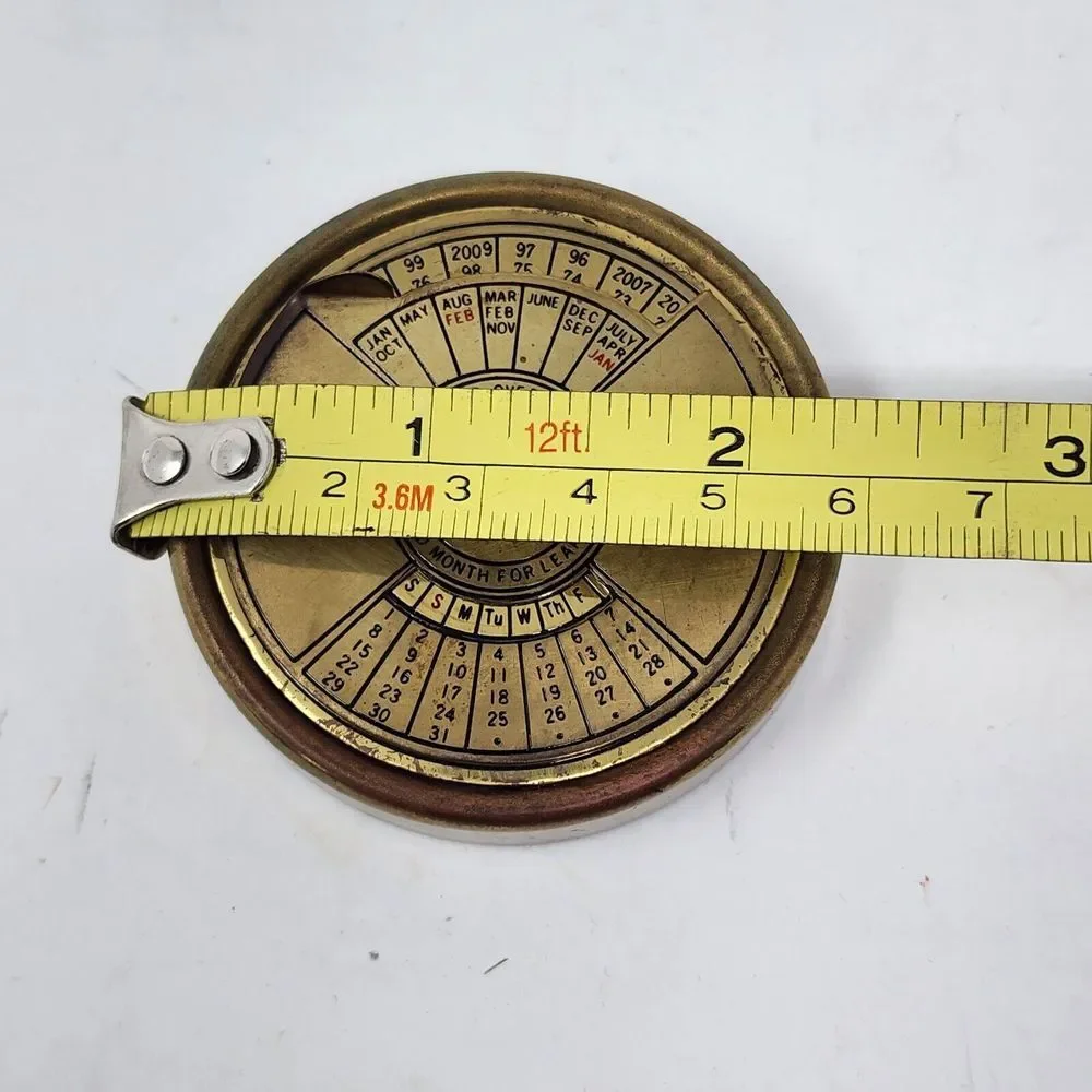 50 Year‎ Perpetual Calendar 1973-2022 Brass  Paperweight Vintage Desk Decor